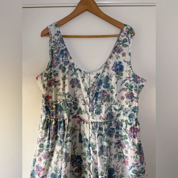 J. Crew Button Front Cotton Poplin Sleeveless Dress English Garden Floral Sz 18 - Picture 3 of 9